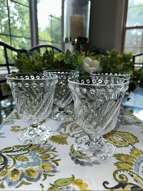 Anthropologie Clear Textured Acrylic Pedestal Goblets - Set of 4